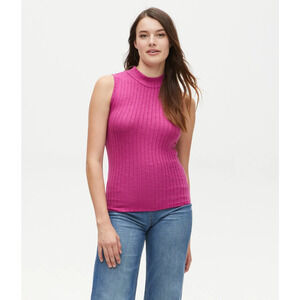 $78 Michael Stars Violet Ribbed Mock NeckTank Top in Fuchsia XS NEW